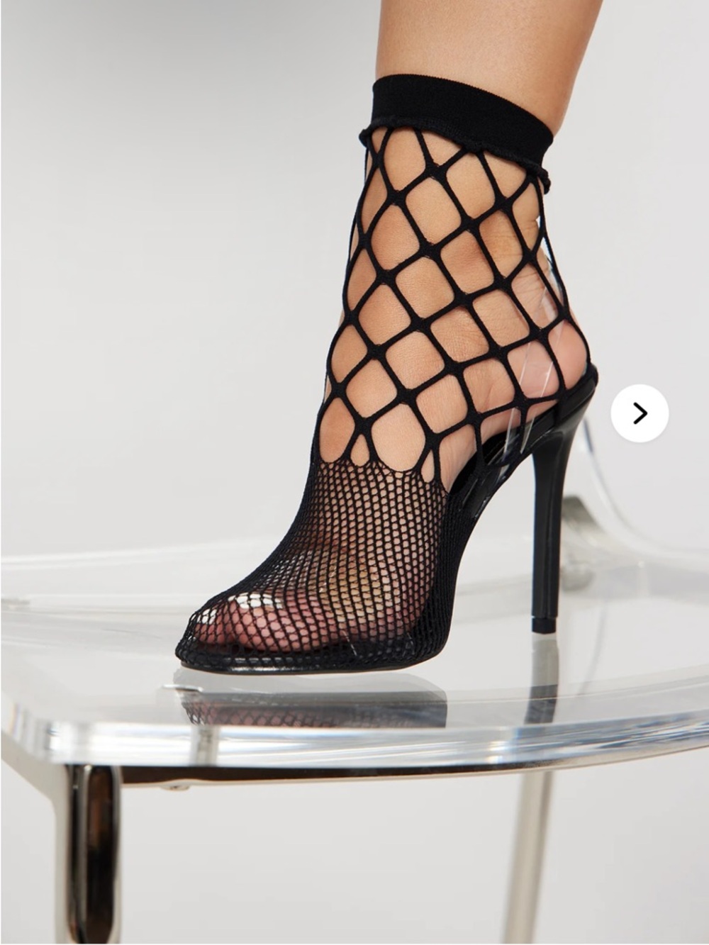 Fashion Nova Black Fishnet Stiletto Sock Heels